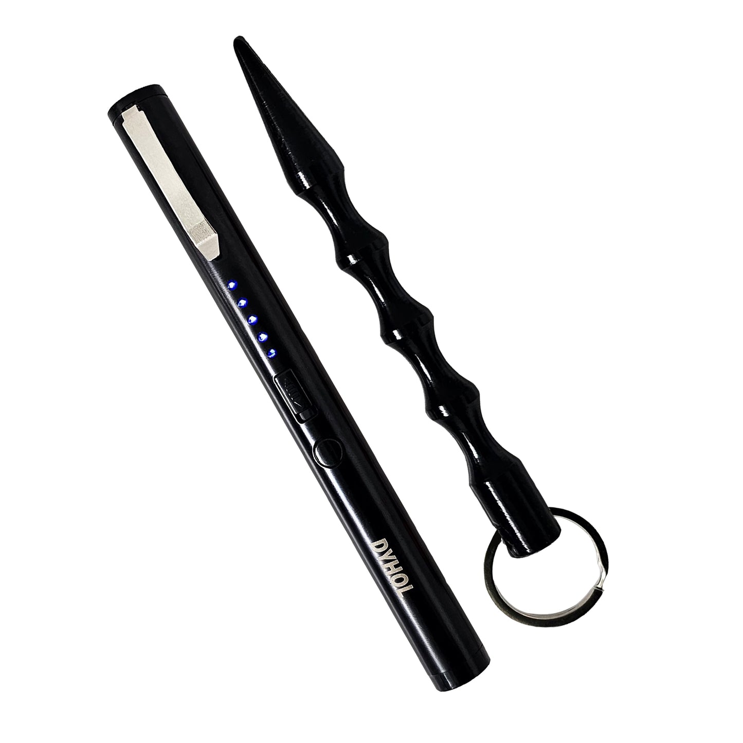 DYHOL Mini Stun Flashlight & Aluminum Safety Stick Combo – USB Rechargeable Stun Device with Battery Indicator, Compact Emergency Glass Breaker & Everyday Personal Safety Accessory