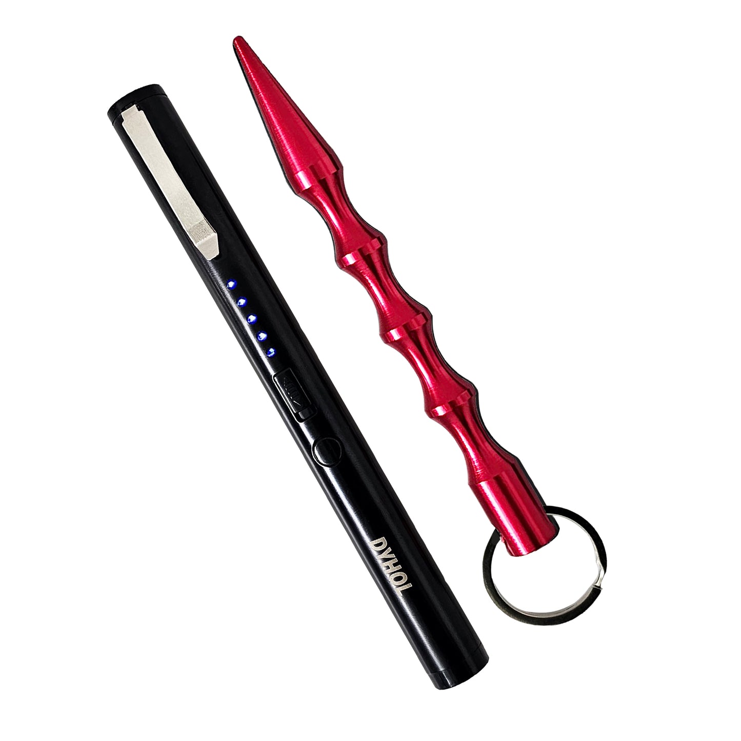 DYHOL Mini Stun Flashlight & Aluminum Safety Stick Combo – USB Rechargeable Stun Device with Battery Indicator, Compact Emergency Glass Breaker & Everyday Personal Safety Accessory