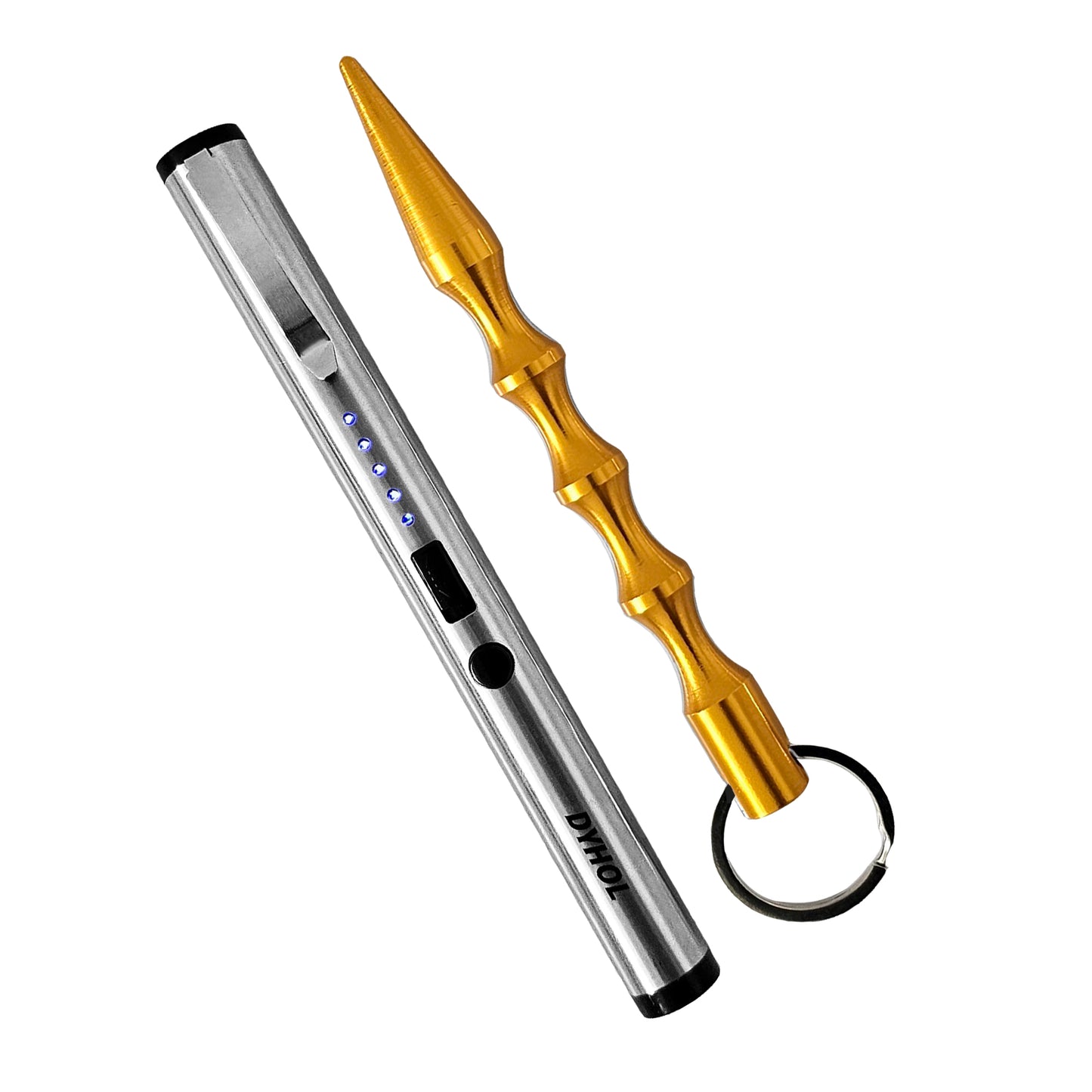 DYHOL Mini Stun Flashlight & Aluminum Safety Stick Combo – USB Rechargeable Stun Device with Battery Indicator, Compact Emergency Glass Breaker & Everyday Personal Safety Accessory