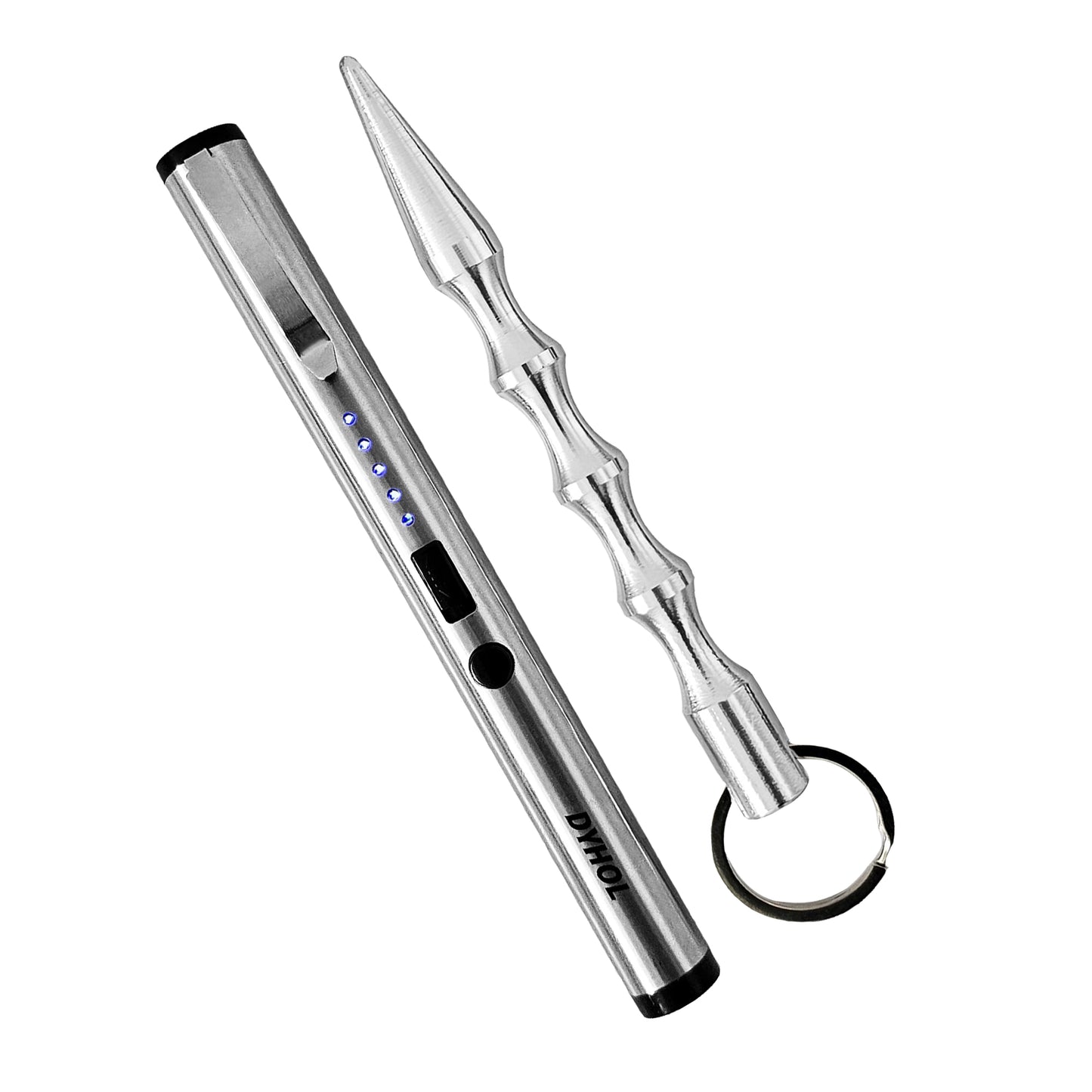 DYHOL Mini Stun Flashlight & Aluminum Safety Stick Combo – USB Rechargeable Stun Device with Battery Indicator, Compact Emergency Glass Breaker & Everyday Personal Safety Accessory