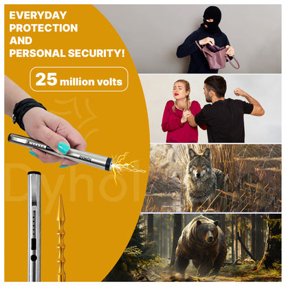 DYHOL Mini Stun Flashlight & Aluminum Safety Stick Combo – USB Rechargeable Stun Device with Battery Indicator, Compact Emergency Glass Breaker & Everyday Personal Safety Accessory