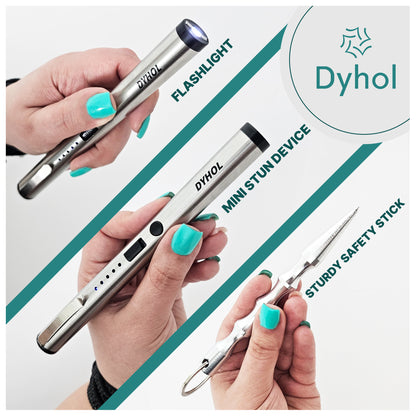 DYHOL Mini Stun Flashlight & Aluminum Safety Stick Combo – USB Rechargeable Stun Device with Battery Indicator, Compact Emergency Glass Breaker & Everyday Personal Safety Accessory